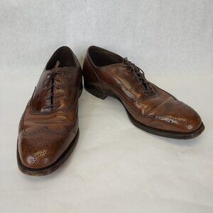 Johnston & Murphy Brogue Oxford Wingtip Men 8 Leather Crown Aristocraft BROWN